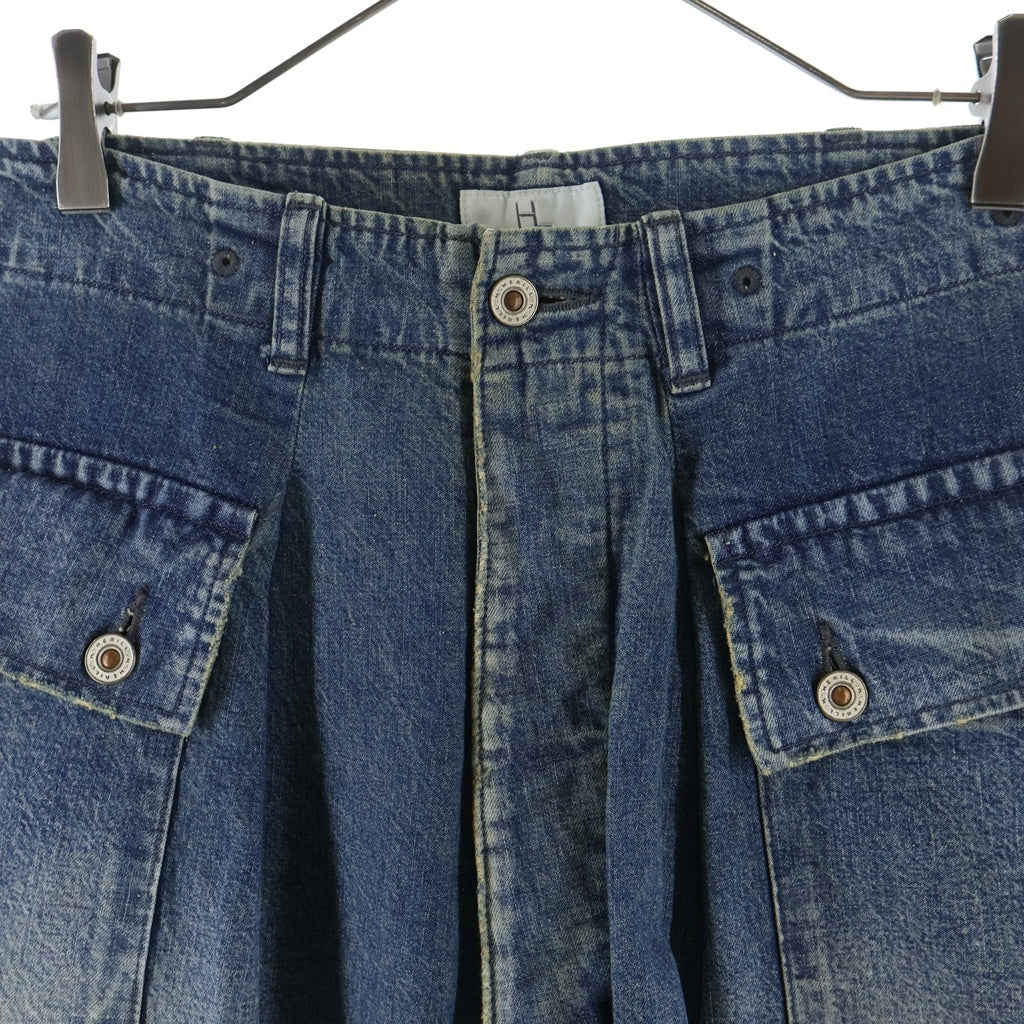 NO BRAND(ノーブランド) HERILL/ヘリル Nepdenim M44 Trousers ワイドデニムパンツ カーゴパンツ インディゴ