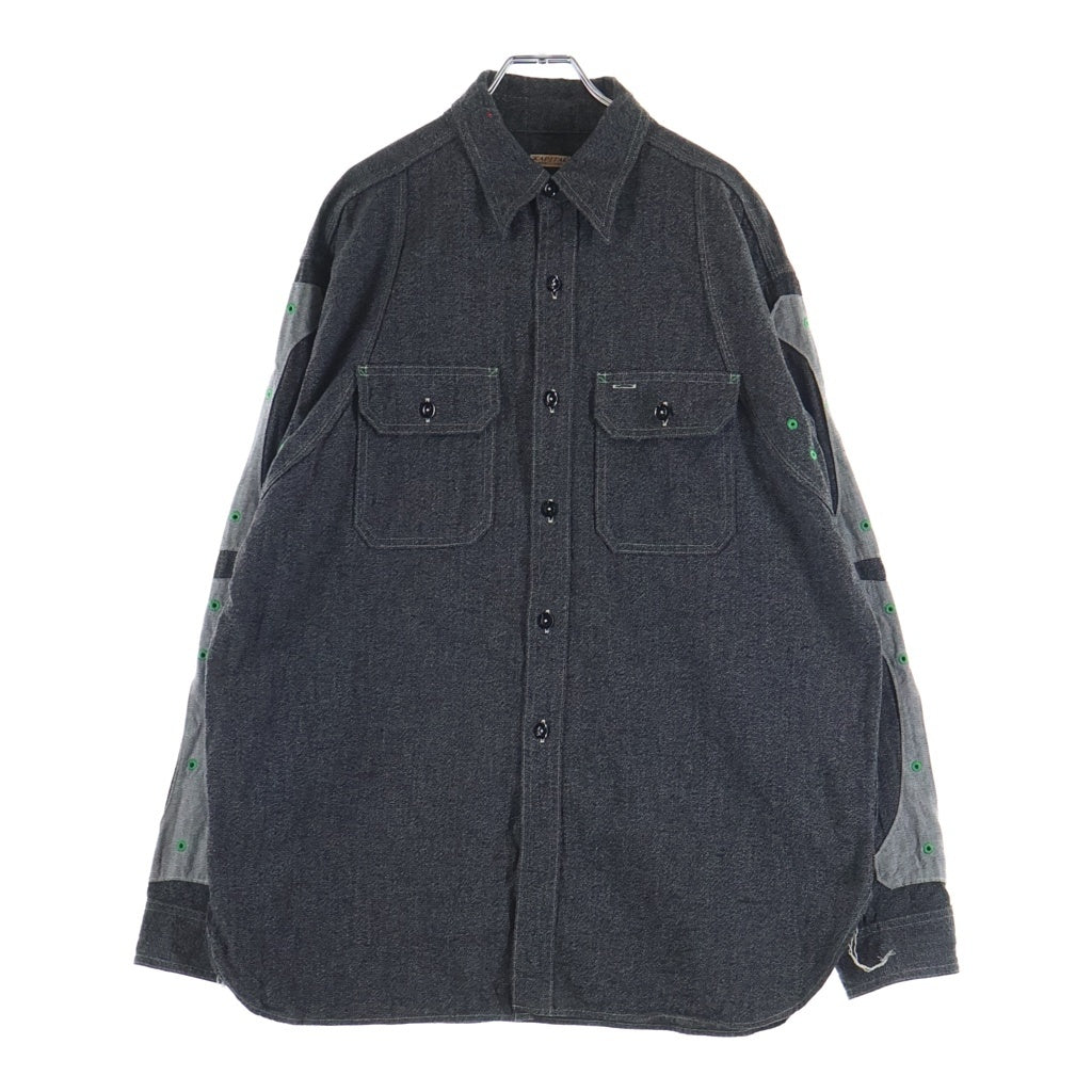 KAPITAL(キャピタル) GRANDRELLE 2TONES BONE PATCH VENTILATOR WORKSHIRT ボーンワークシャツ ブラック