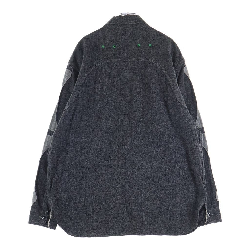KAPITAL(キャピタル) GRANDRELLE 2TONES BONE PATCH VENTILATOR WORKSHIRT ボーンワークシャツ ブラック