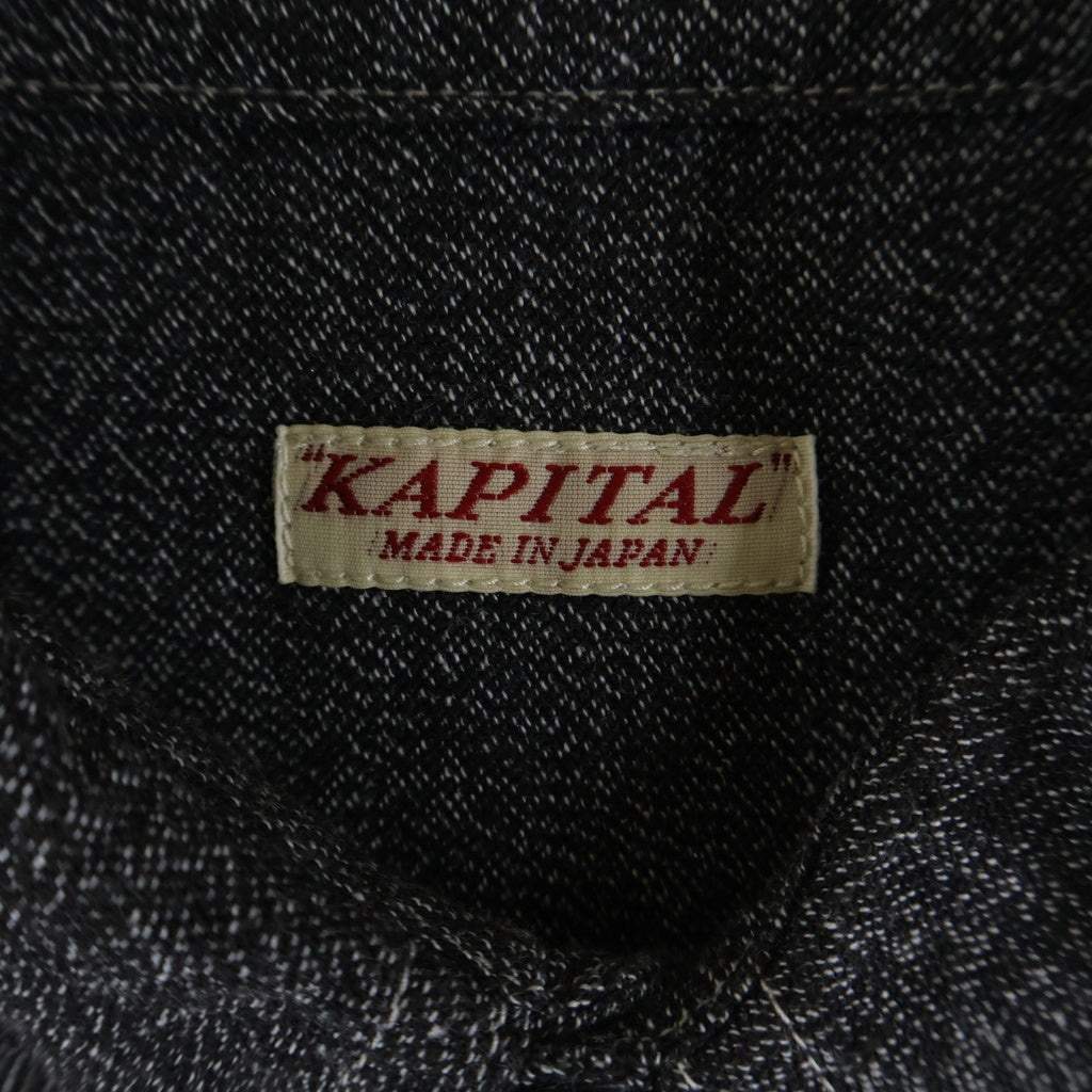 KAPITAL(キャピタル) GRANDRELLE 2TONES BONE PATCH VENTILATOR WORKSHIRT ボーンワークシャツ ブラック