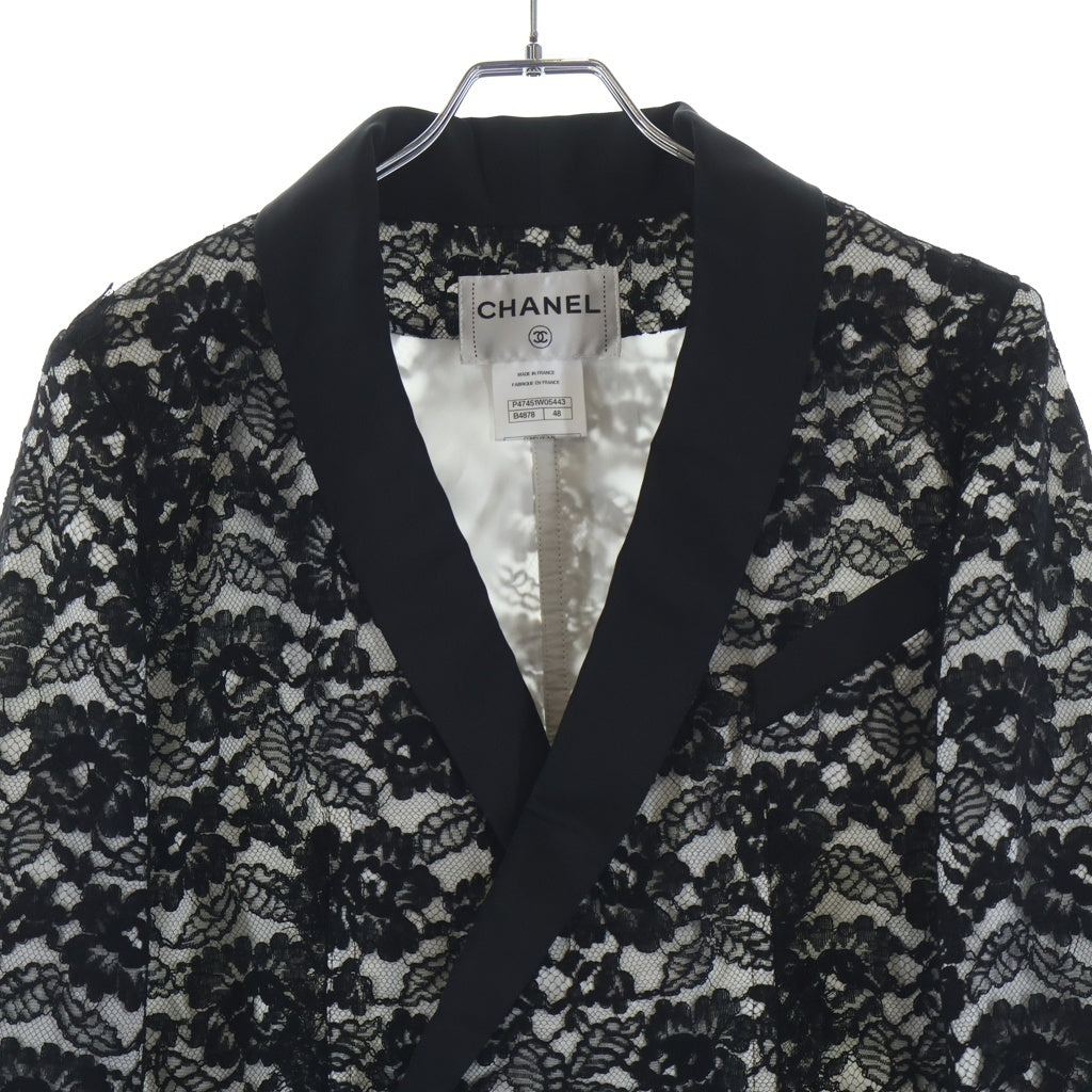 CHANEL(シャネル) 総レース ショールカラージャケット ホワイト/ブラック P47451W05443 メンズサイズ