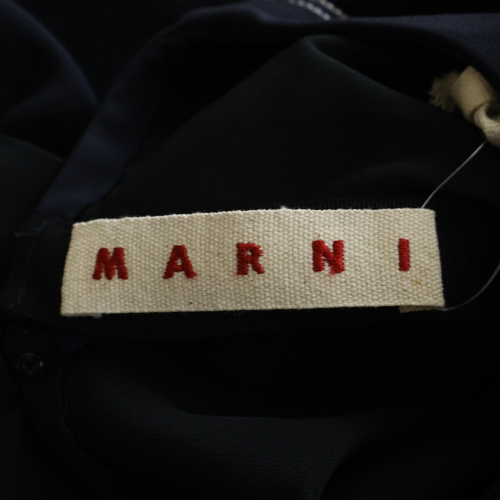 MARNI(マルニ) ベルト付き バックジップアップ レイヤード半袖ドレス ワンピース レディース ネイビー ABMA0148CQ-TV285