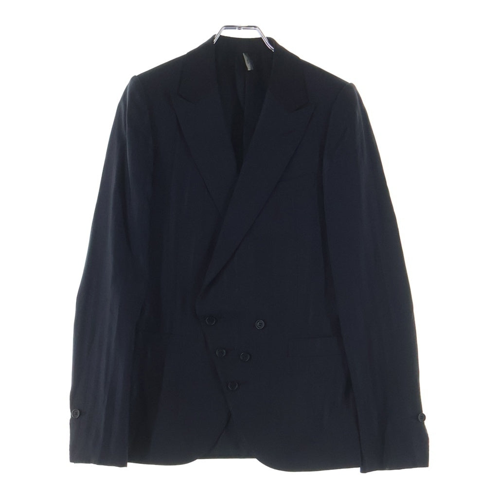 Dior HOMME(ディオールオム) 06SS ストライプ 5B ダブル ウール レーヨン混 テーラードジャケット ブラック/ブルー 6EF1026655 レディース