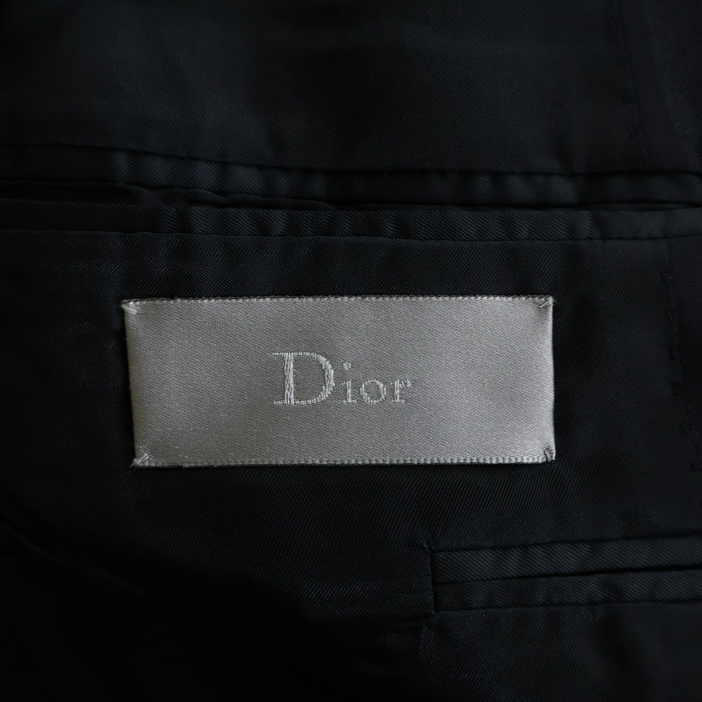 Dior HOMME(ディオールオム) 06SS ストライプ 5B ダブル ウール レーヨン混 テーラードジャケット ブラック/ブルー 6EF1026655 レディース