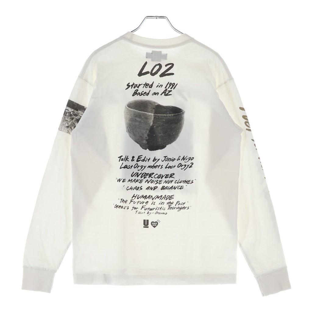 HUMAN MADE(ヒューマンメイド) ×UNDERCOVER LAST ORGY 2 LONG SLEEVE アンダーカバー ラストオージー グラフィック クルーネック 長袖Tシャツ カットソー ホワイト XX24CS002