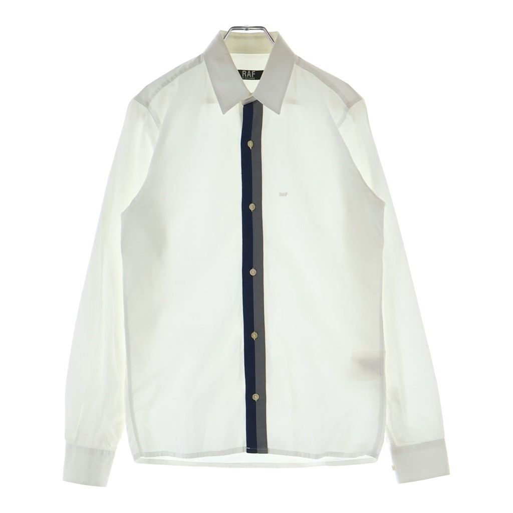 RAF BY RAF SIMONS(ラフ バイ ラフシモンズ) ロゴ エンブロイダリー コットン 長袖ボタンシャツ ホワイト