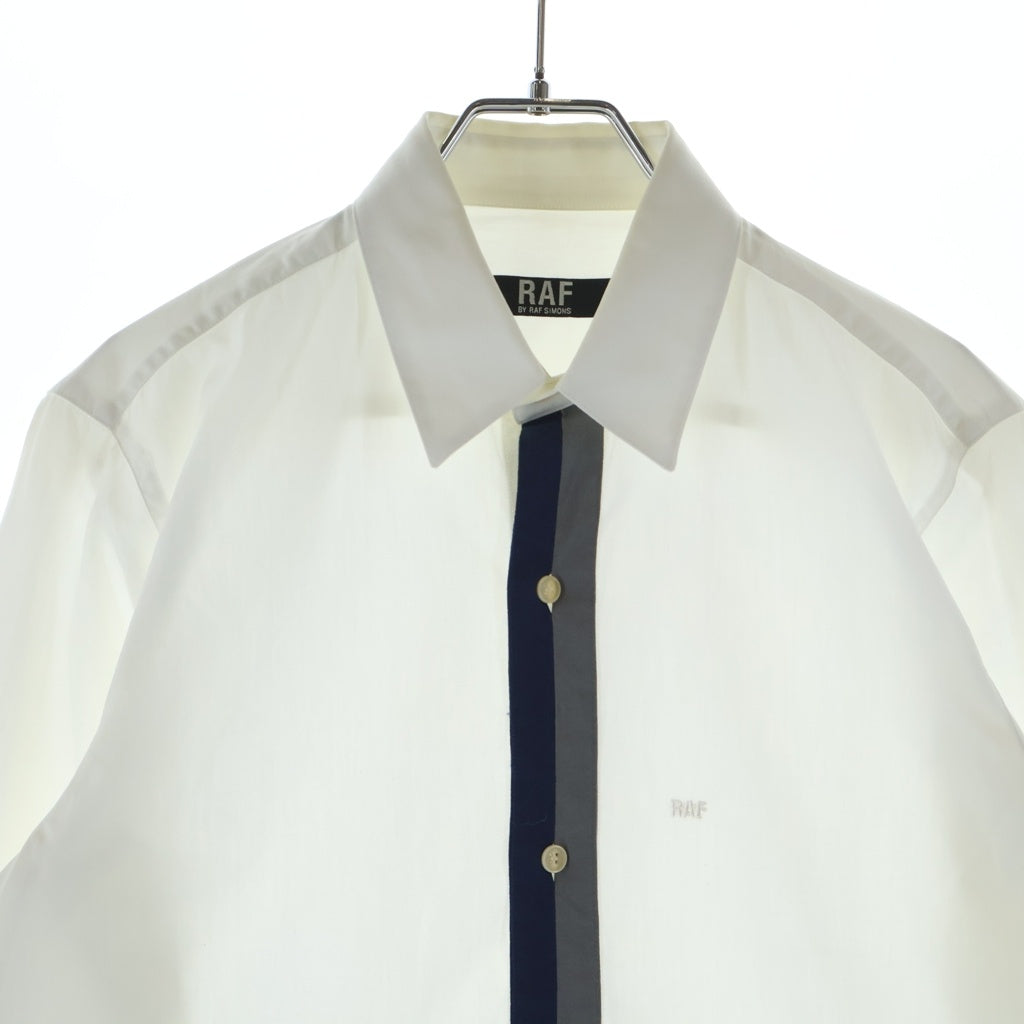 RAF BY RAF SIMONS(ラフ バイ ラフシモンズ) ロゴ エンブロイダリー コットン 長袖ボタンシャツ ホワイト