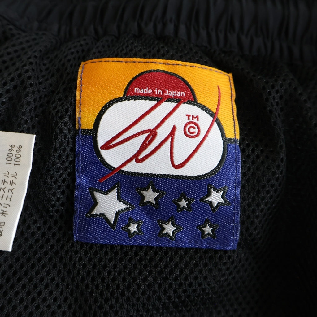 NO BRAND(ノーブランド) SWJP 26SS 2001 NYLON ZIP PANTS エスダブリュージェーピー ナイロン ジップ ロゴ エンブロイダリー パンツ ブラック SW-26SS-20