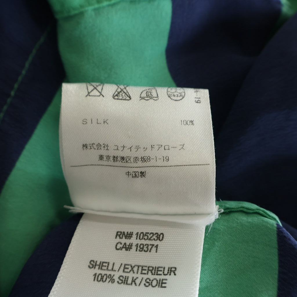 NO BRAND(ノーブランド) EQUIPMENT エプキモン モックネックシルクボーダー長袖シャツ レディース グリーン/ネイビー