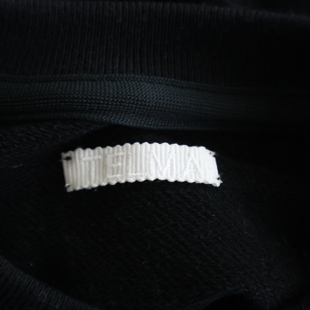 NO BRAND(ノーブランド) TELMA テルマ EMBROIDERED SWEATSHIRT エンブロイダード フラワーフリル 変形スウェットシャツ ブラック レディース TLM53JE060