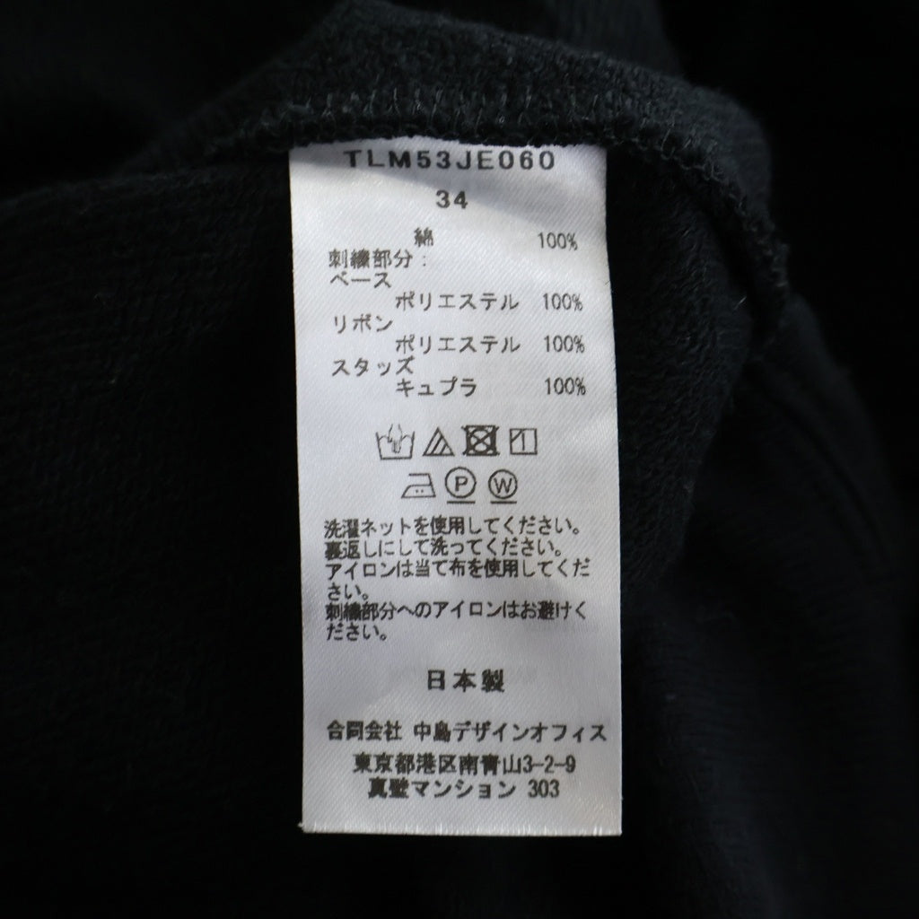 NO BRAND(ノーブランド) TELMA テルマ EMBROIDERED SWEATSHIRT エンブロイダード フラワーフリル 変形スウェットシャツ ブラック レディース TLM53JE060