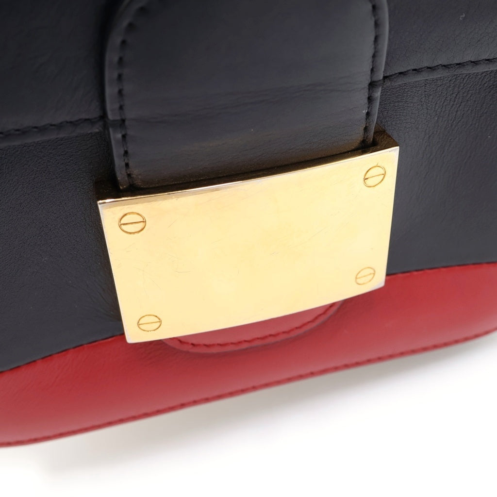 VALENTINO GARAVANI(ヴァレンチノガラヴァーニ) バイカラー レザー ゴールド金具 ミニショルダーバッグ レッド/ブラック レディース