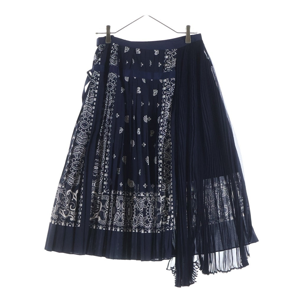 Sacai(サカイ) 16SS ポリエステル ペイズリー柄 ボンテージ プリーツスカート ブラック レディース 16-02568