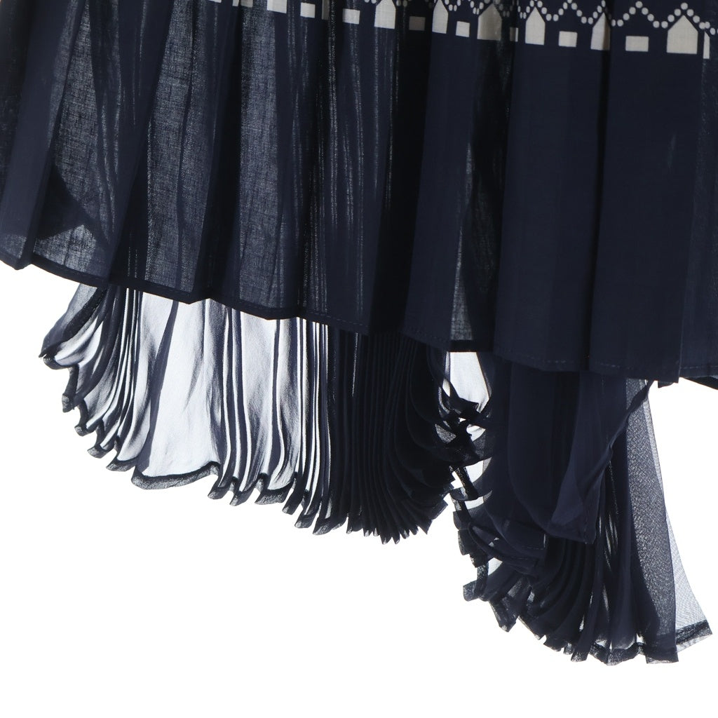 Sacai(サカイ) 16SS ポリエステル ペイズリー柄 ボンテージ プリーツスカート ブラック レディース 16-02568
