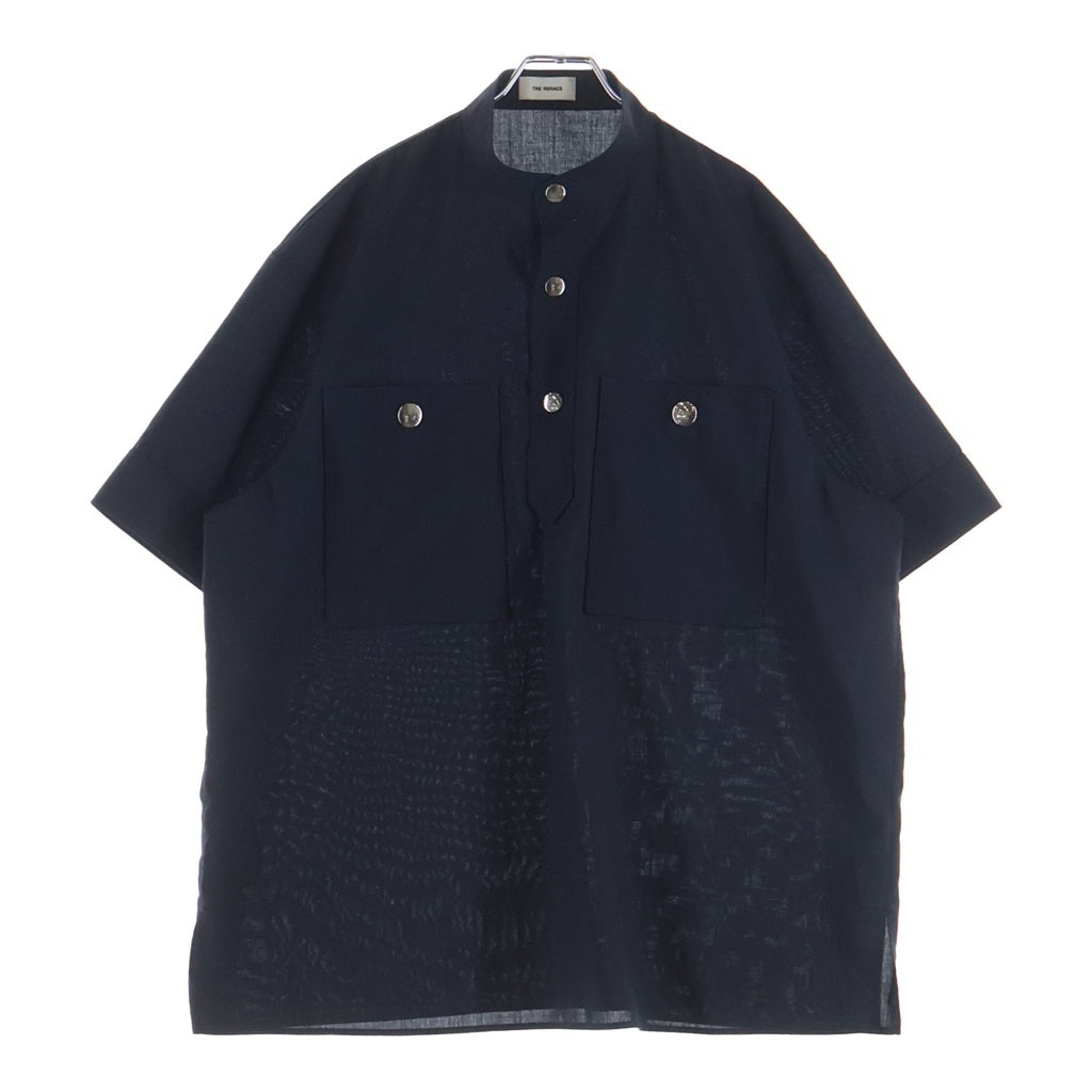 THE RERACS(ザ リラクス) 25SS ポリエステル スタンドカラー スナップボタン 半袖シャツ ブラック 25SS-REBL-468-IDSP-L