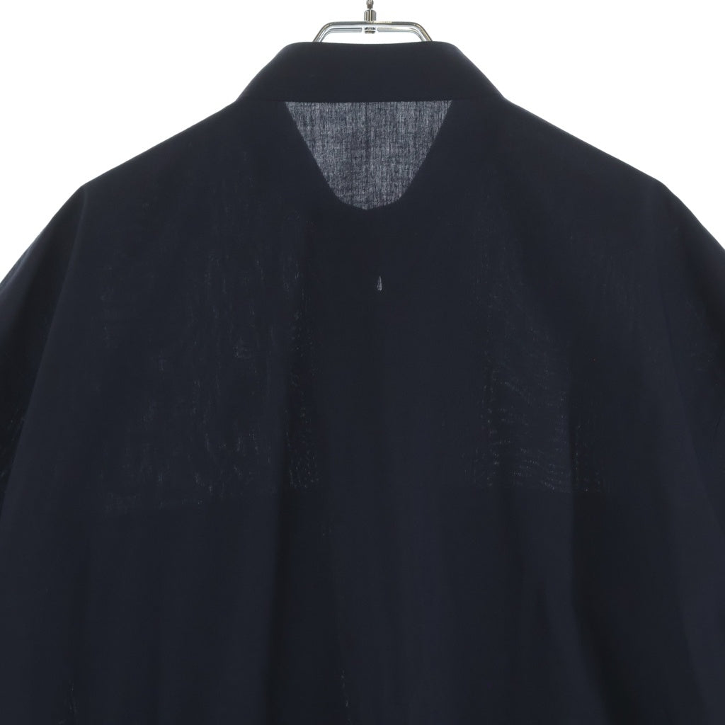 THE RERACS(ザ リラクス) 25SS ポリエステル スタンドカラー スナップボタン 半袖シャツ ブラック 25SS-REBL-468-IDSP-L