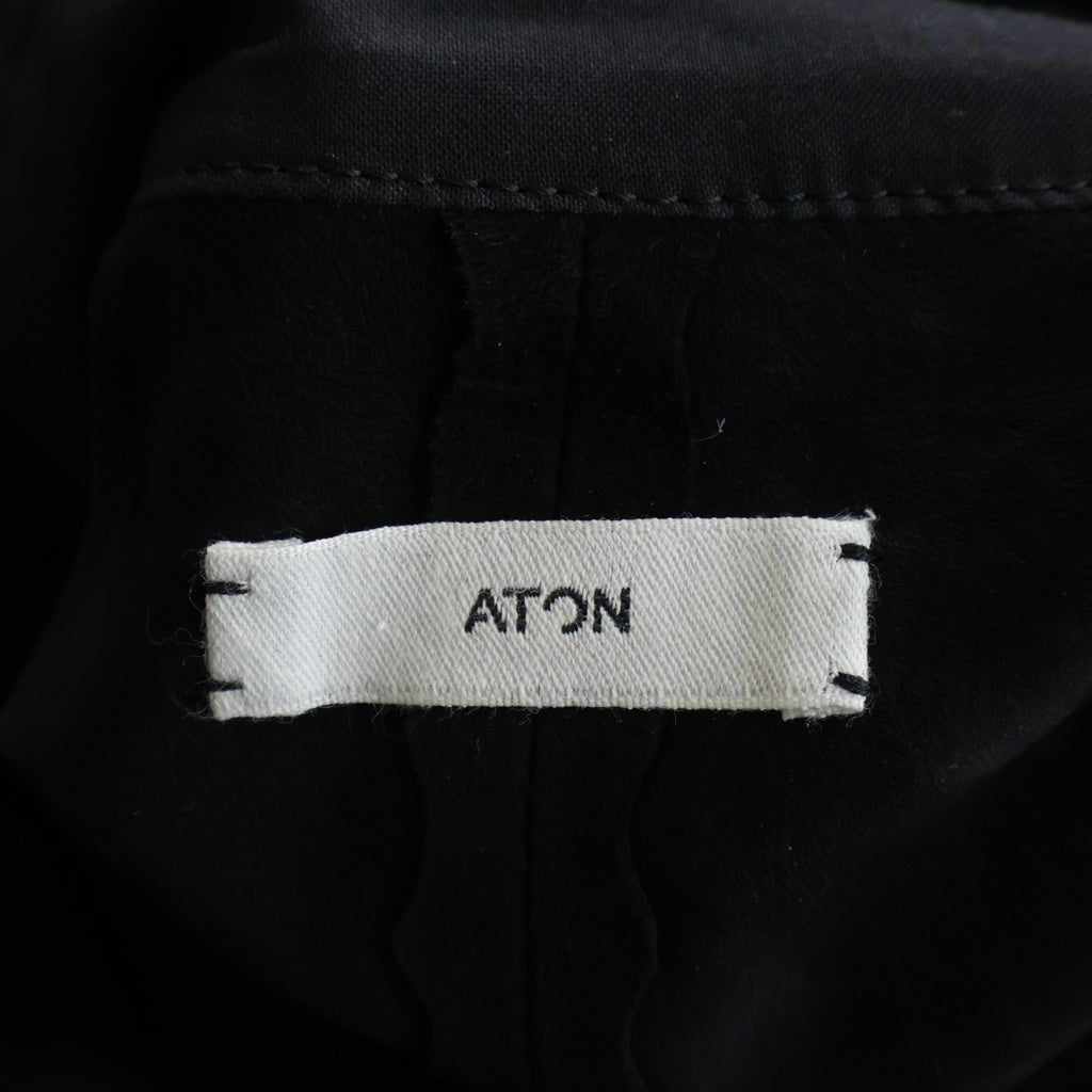 ATON(エイトン) シープレザー フーデッドプルオーバーアノラックジャケット ブラック NM.9601 SAMPLE