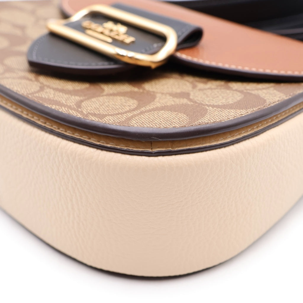 COACH(コーチ) MORGAN SADDLE BAG IN COLORBLOCK SIGNATURE CANVAS モーガン サドル カラーブロック シグネチャー キャンバス ショルダー バッグ ブラウン H2211-CE565 レディース