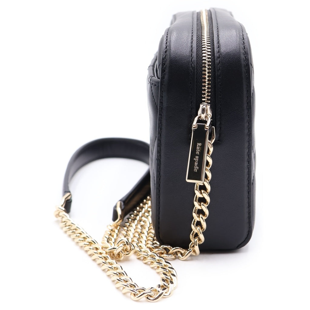 Kate Spade(ケイトスペード) CAREY MINI CAMERA BAG キャリー ミニカメラ キルティング レザー ショルダー バッグ ブラック KG425 レディース