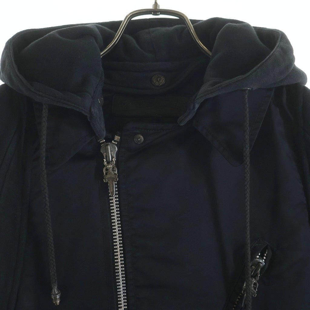 CHROME HEARTS(クロムハーツ) ナイロン ダガージップ ガンスリンガー フーデッドベスト ライダース パーカー ブラック