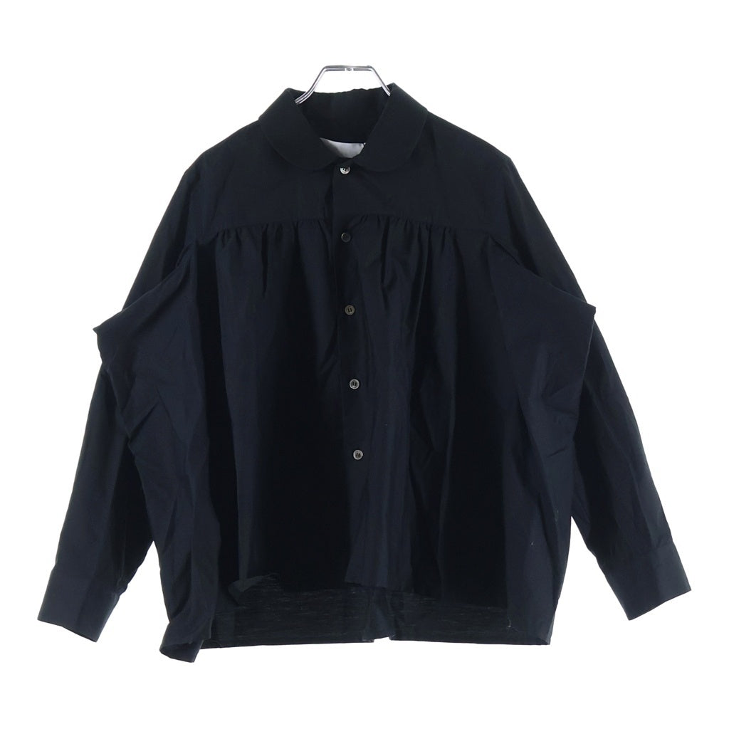 TAO COMME des GARCONS(タオコムデギャルソン) AD2025 ラウンドカラー ロングスリーブ コットンシャツ レディース ブラック TZ-B007
