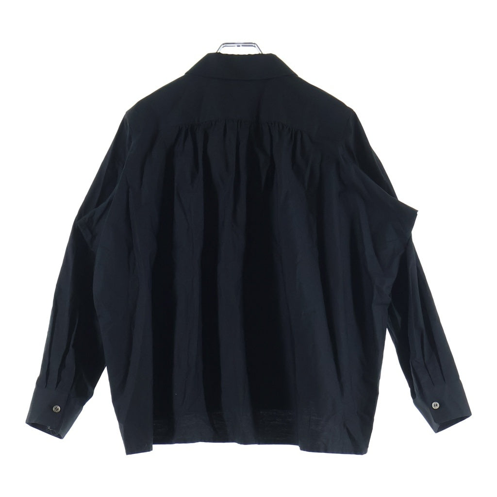 TAO COMME des GARCONS(タオコムデギャルソン) AD2025 ラウンドカラー ロングスリーブ コットンシャツ レディース ブラック TZ-B007
