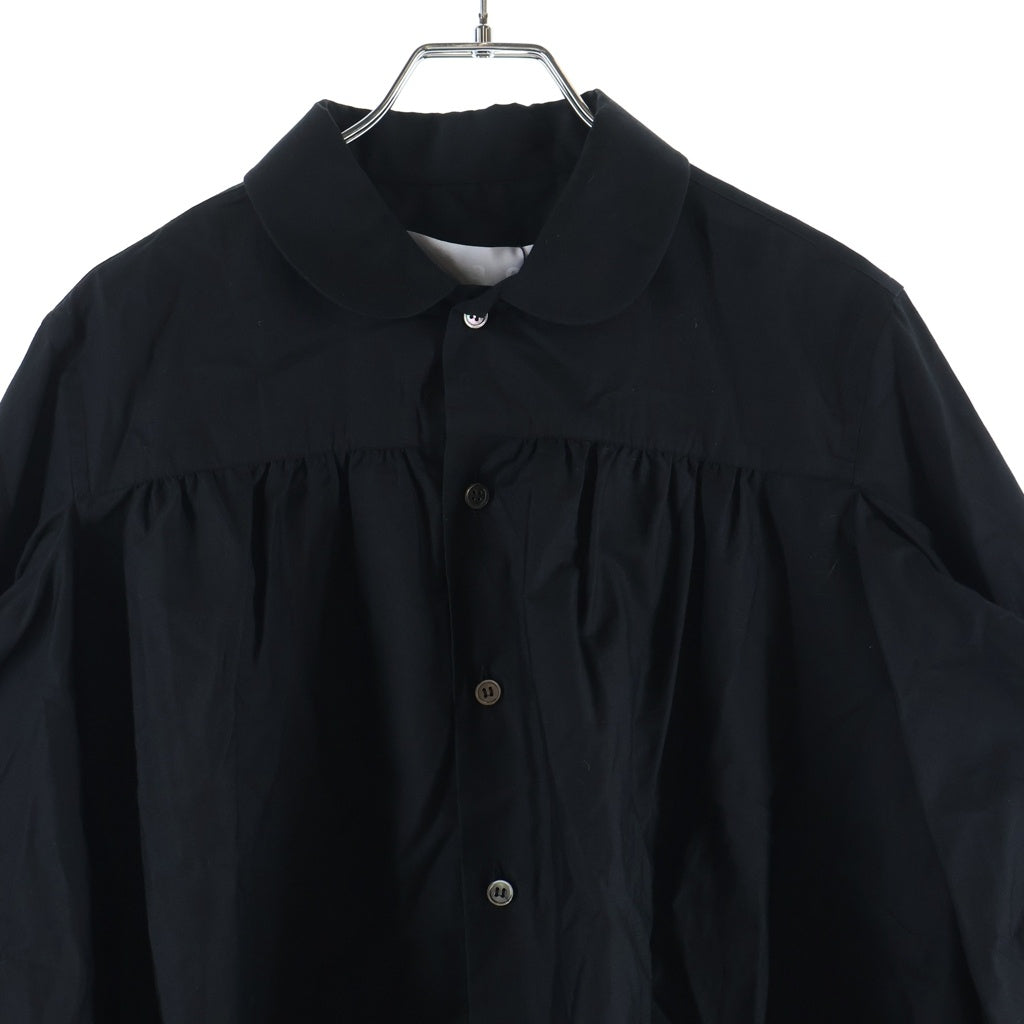 TAO COMME des GARCONS(タオコムデギャルソン) AD2025 ラウンドカラー ロングスリーブ コットンシャツ レディース ブラック TZ-B007