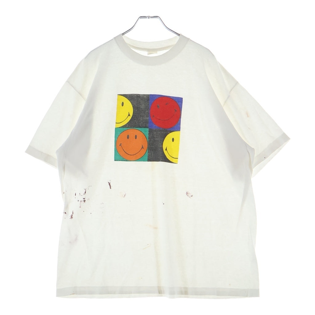 VINTAGE(ヴィンテージ) 90S VINTAGE SMILEY TEE ヴィンテージ スマイリー フロントプリントTシャツ 半袖クルーネックカットソー ホワイト