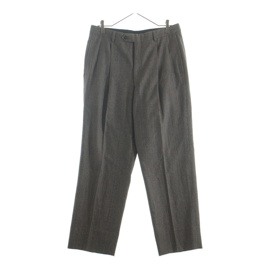 BROOKS BROTHERS(ブルックス ブラザーズ) カシミヤ混 チェック柄 ウールセットアップスーツ 2Bシングルテーラードジャケット 2タックスラックスパンツ ブラウン 19-01-3415