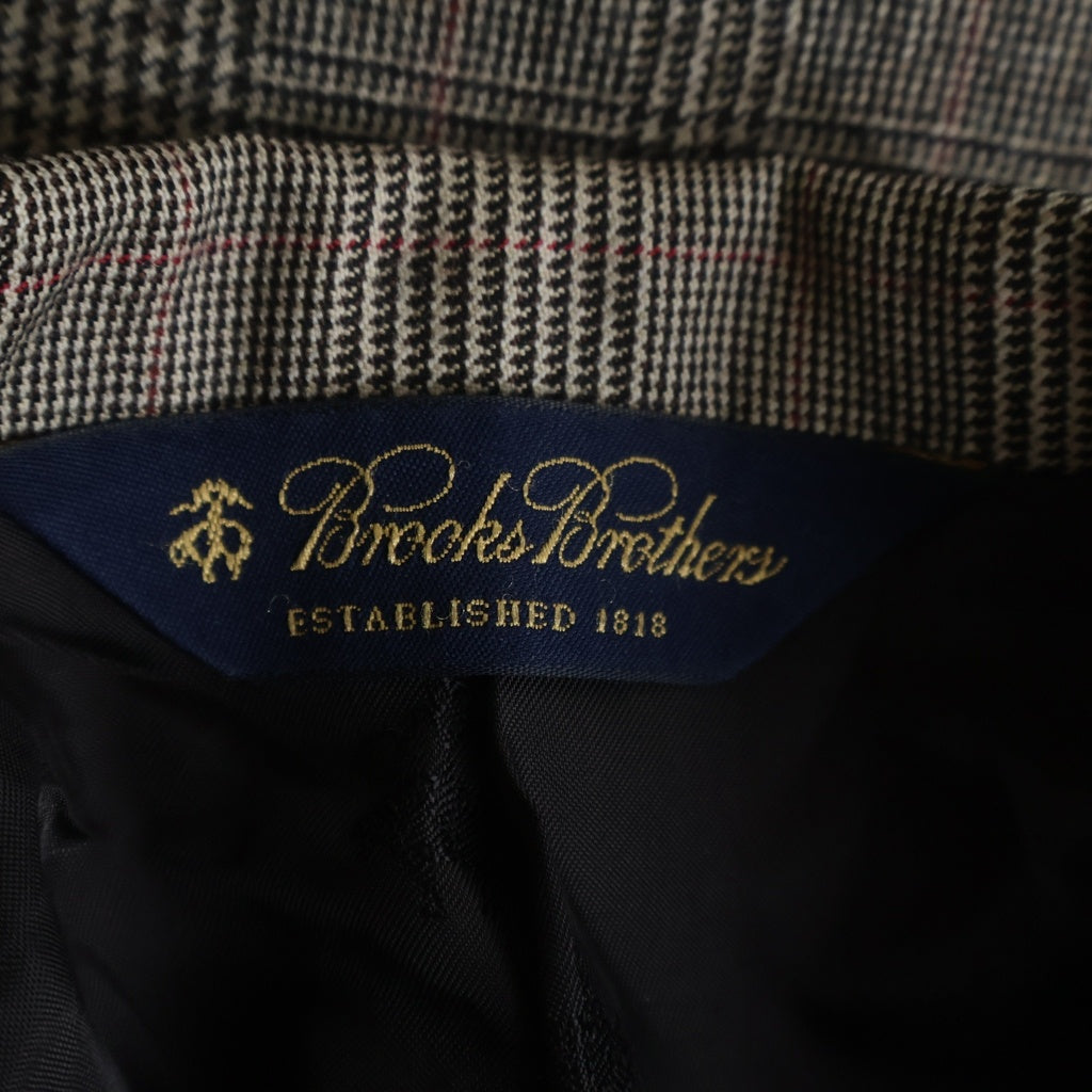 BROOKS BROTHERS(ブルックス ブラザーズ) カシミヤ混 チェック柄 ウールセットアップスーツ 2Bシングルテーラードジャケット 2タックスラックスパンツ ブラウン 19-01-3415