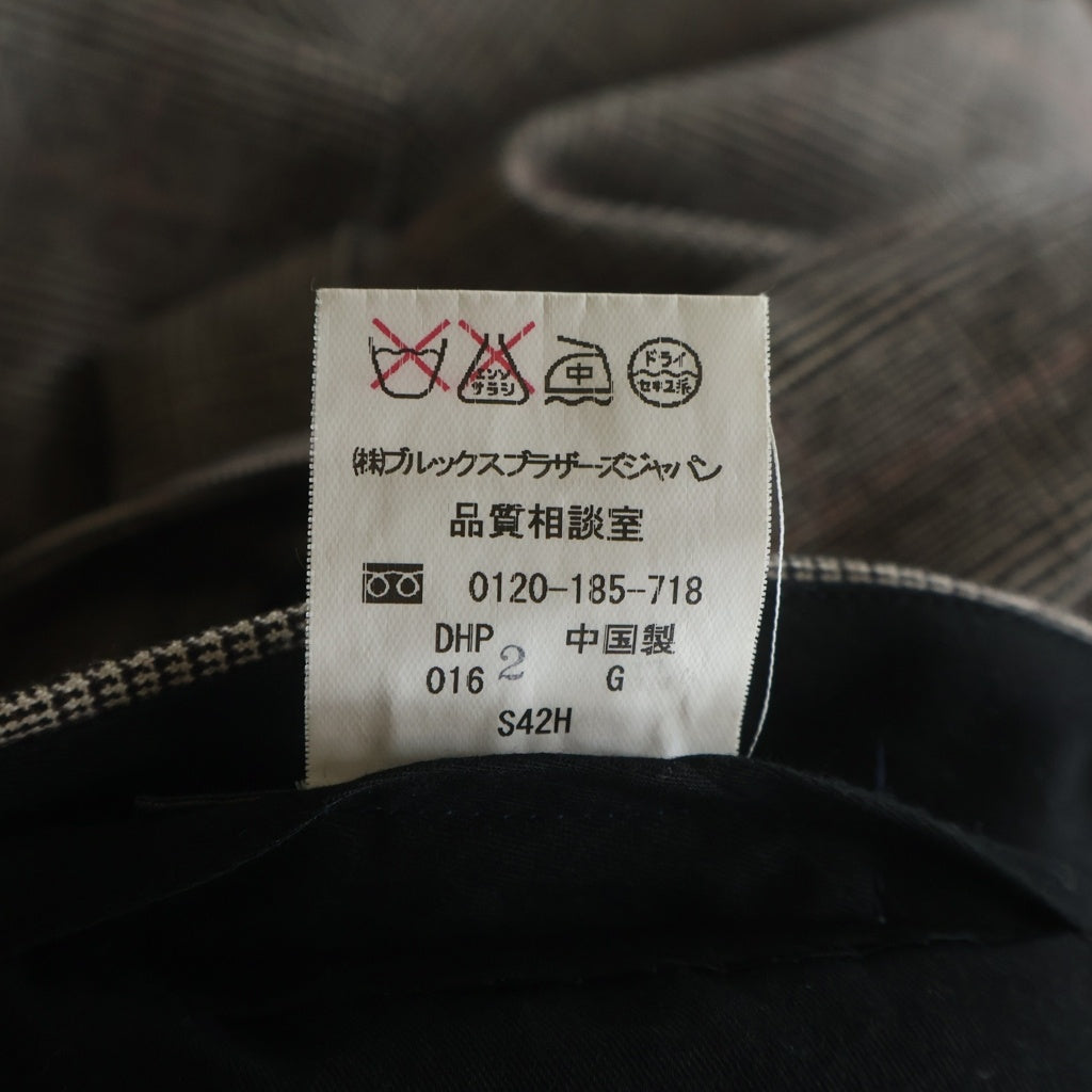 BROOKS BROTHERS(ブルックス ブラザーズ) カシミヤ混 チェック柄 ウールセットアップスーツ 2Bシングルテーラードジャケット 2タックスラックスパンツ ブラウン 19-01-3415