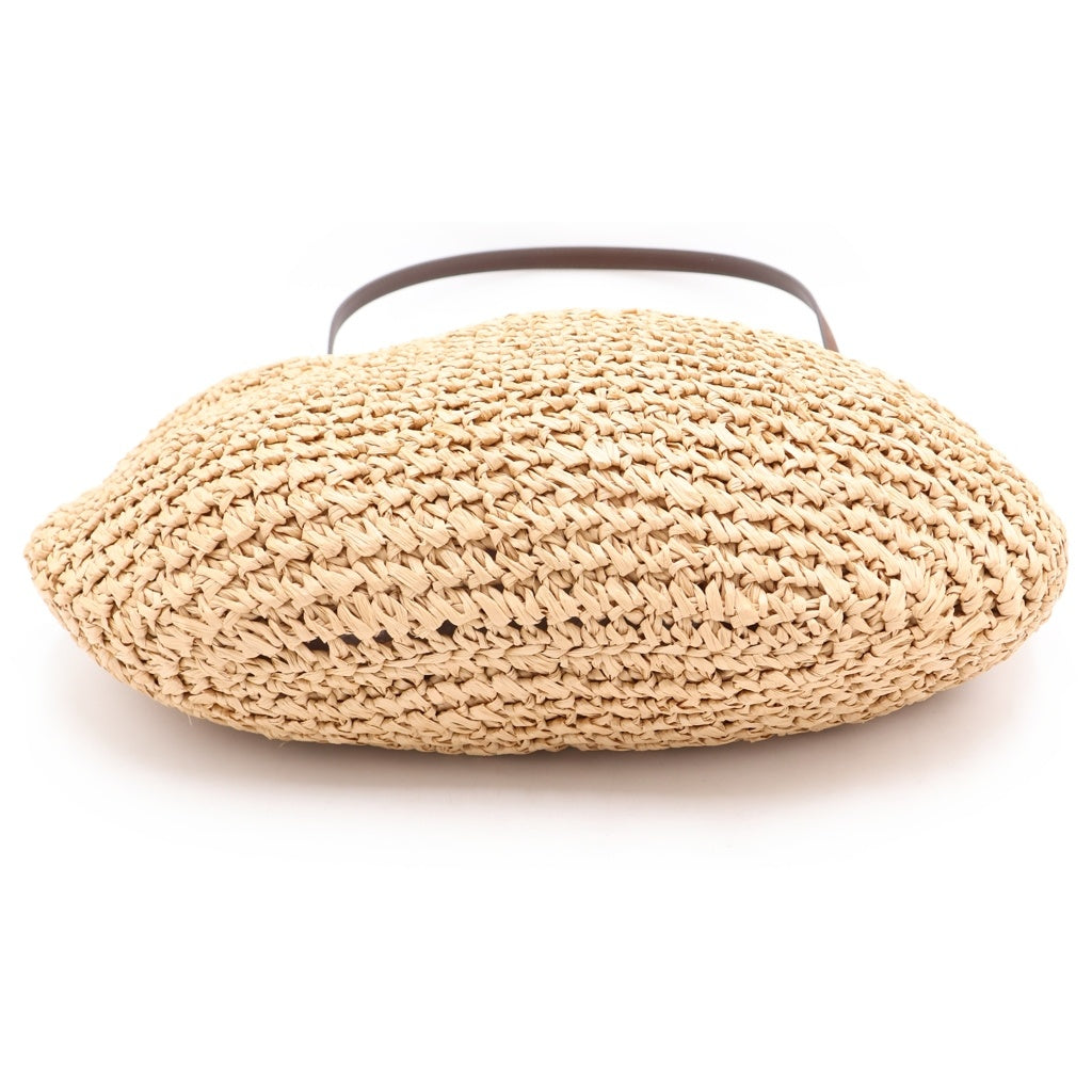 J.W.ANDERSON(ジェー ダブリュー アンダーソン) 26SS BULB XL SUEDE-TRIMMED RAFFIA BUCKET BAG スエード ラフィアハンドクロシェ バケットバッグ ベージュ/ブラウン レディース