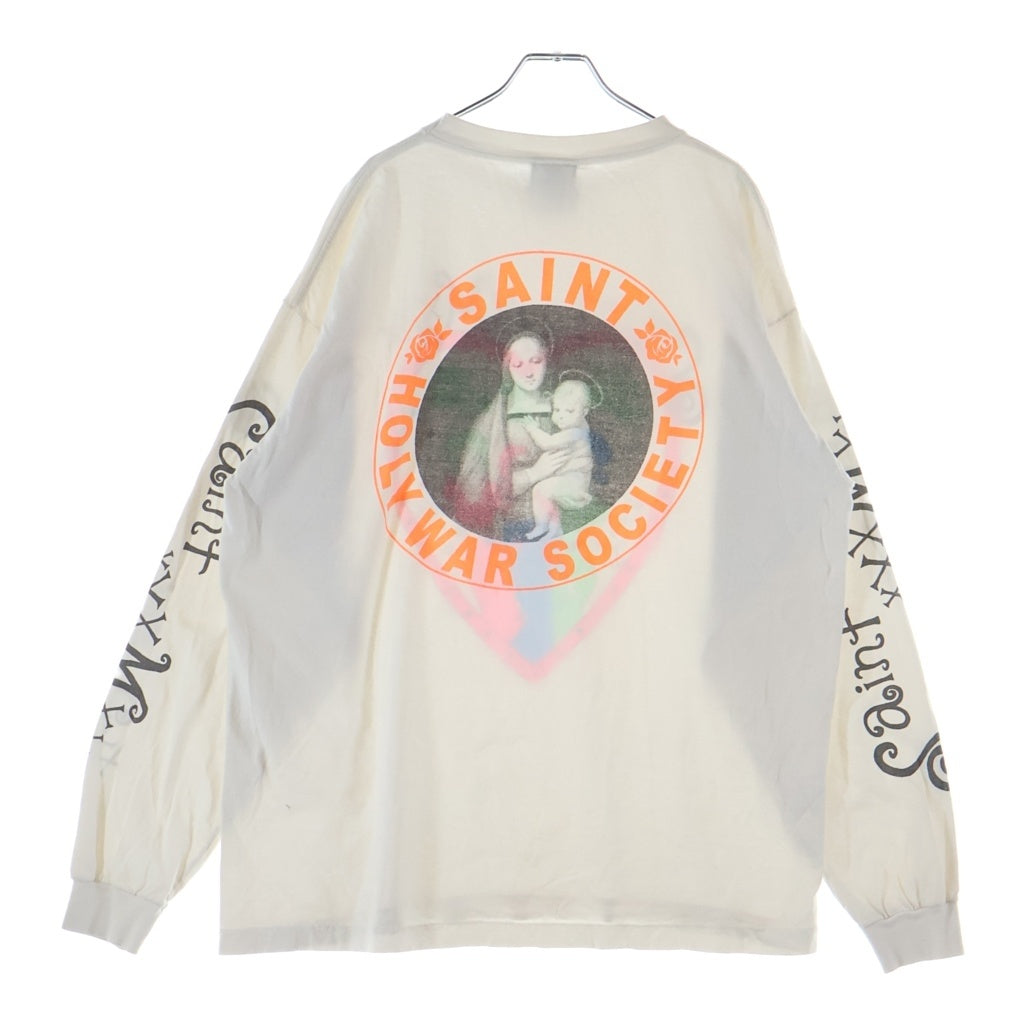 SAINT MICHAEL(セントマイケル) 24SS LS TEE PINK HEART ピンクハート アームプリントTシャツ 長袖クルーネックカットソー ホワイト SM-YS8-0000-020