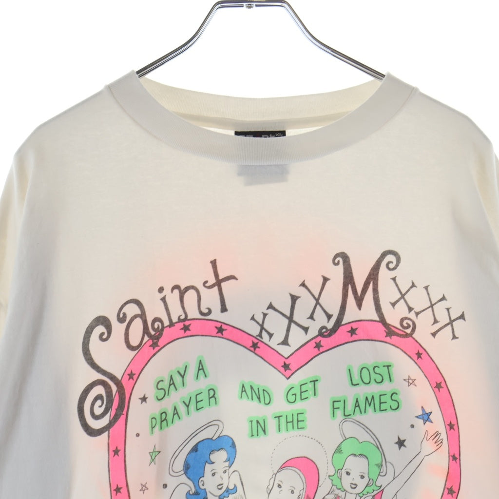 SAINT MICHAEL(セントマイケル) 24SS LS TEE PINK HEART ピンクハート アームプリントTシャツ 長袖クルーネックカットソー ホワイト SM-YS8-0000-020