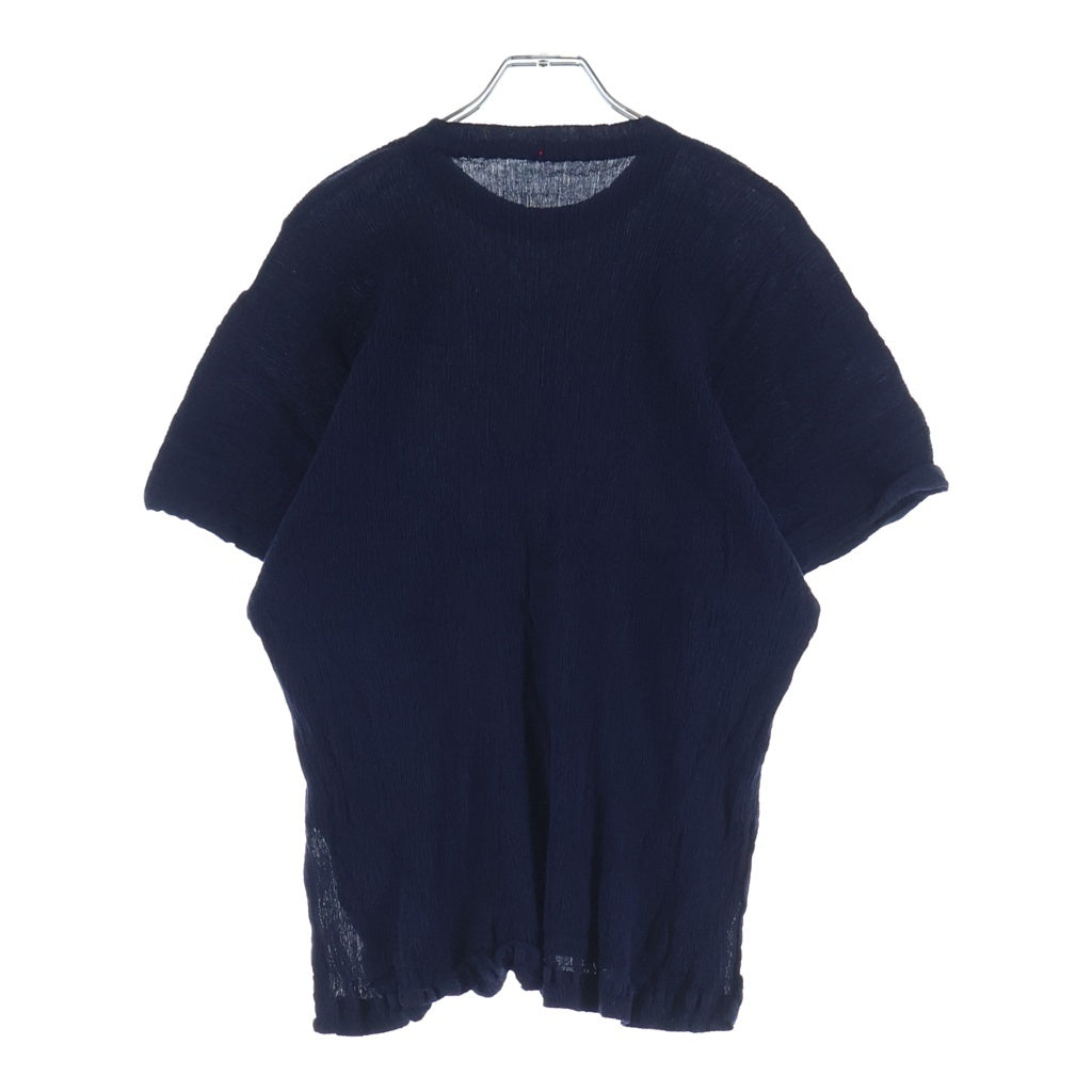 NO BRAND(ノーブランド) HaaT(ハート) KYO CHIJIMI BASIC シワ加工 半袖ブラウス レディース ネイビー HA55FJ014