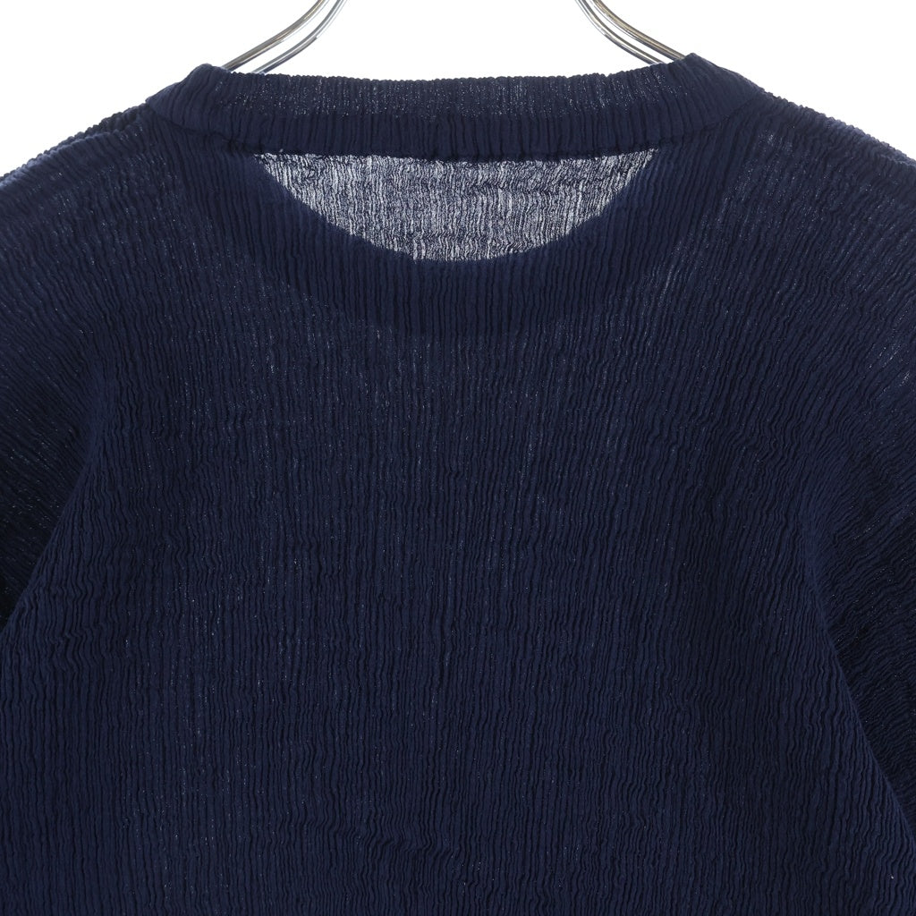 NO BRAND(ノーブランド) HaaT(ハート) KYO CHIJIMI BASIC シワ加工 半袖ブラウス レディース ネイビー HA55FJ014