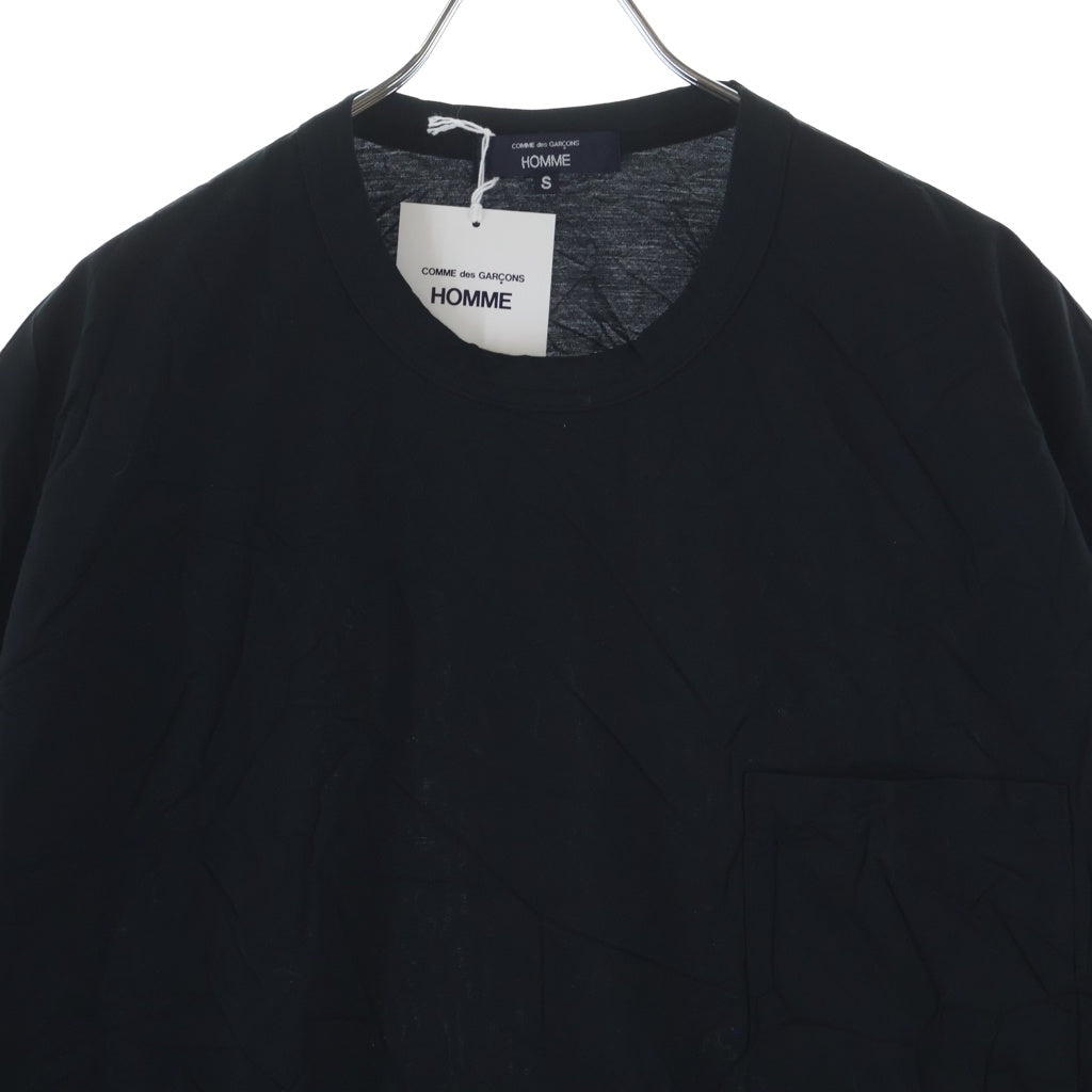COMME des GARCONS HOMME(コムデギャルソンオム) 26SS AD2025 綿エステル天竺 製品加工 クルーネック 半袖Tシャツ カットソー ブラック HQ-T012