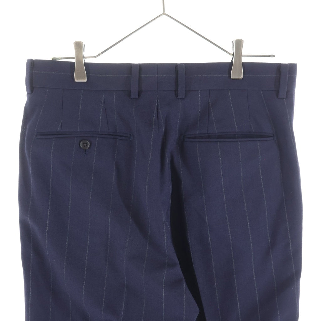 WACKO MARIA(ワコマリア) 24SS ×DORMEUIL PLEATED TROUSERS TYPE-1 ドーメル プリーツド ストライプ トラウザーズ スラックスパンツ ネイビー 24SS-WMP-TR22