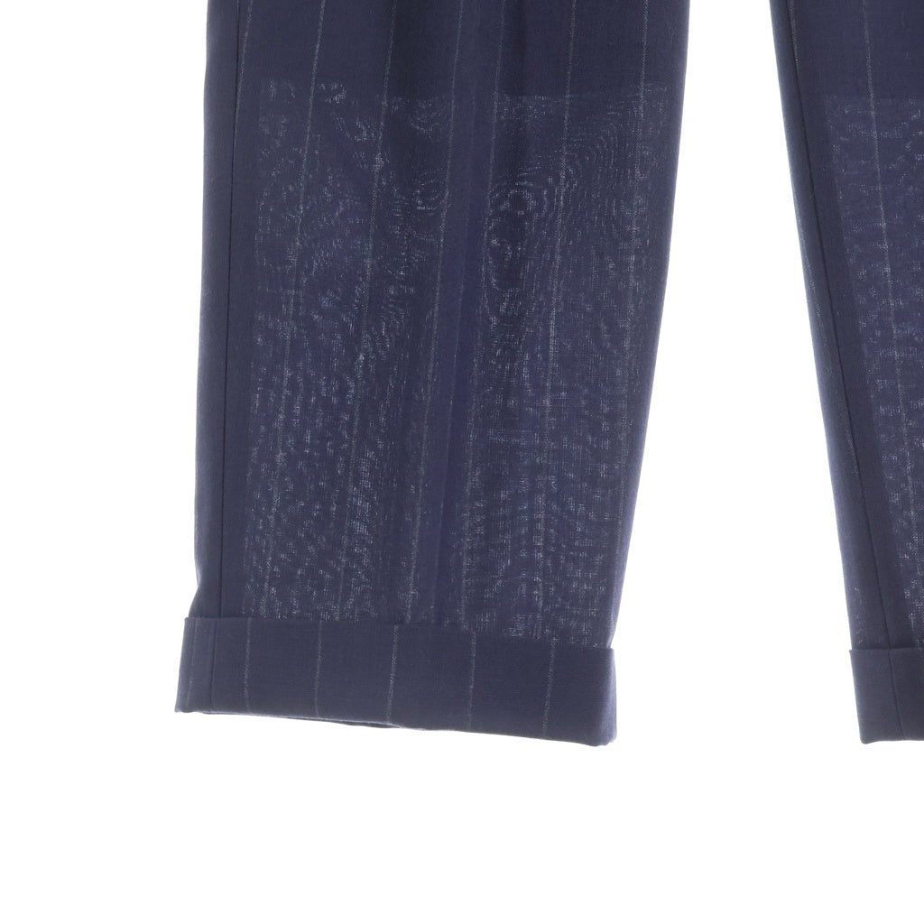 WACKO MARIA(ワコマリア) 24SS ×DORMEUIL PLEATED TROUSERS TYPE-1 ドーメル プリーツド ストライプ トラウザーズ スラックスパンツ ネイビー 24SS-WMP-TR22