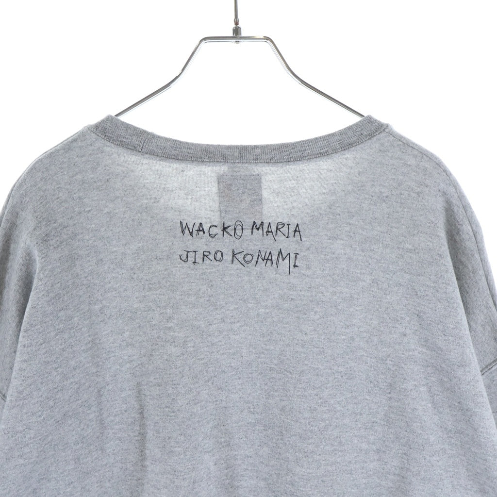 WACKO MARIA(ワコマリア) 24SS ×JIRO KONAMI CREW NECK SWEAT SHIRT TYPE-4 小浪次郎 フロントプリント クルーネックスウェットトレーナー グレー JIROKONAMI-WM-SS04
