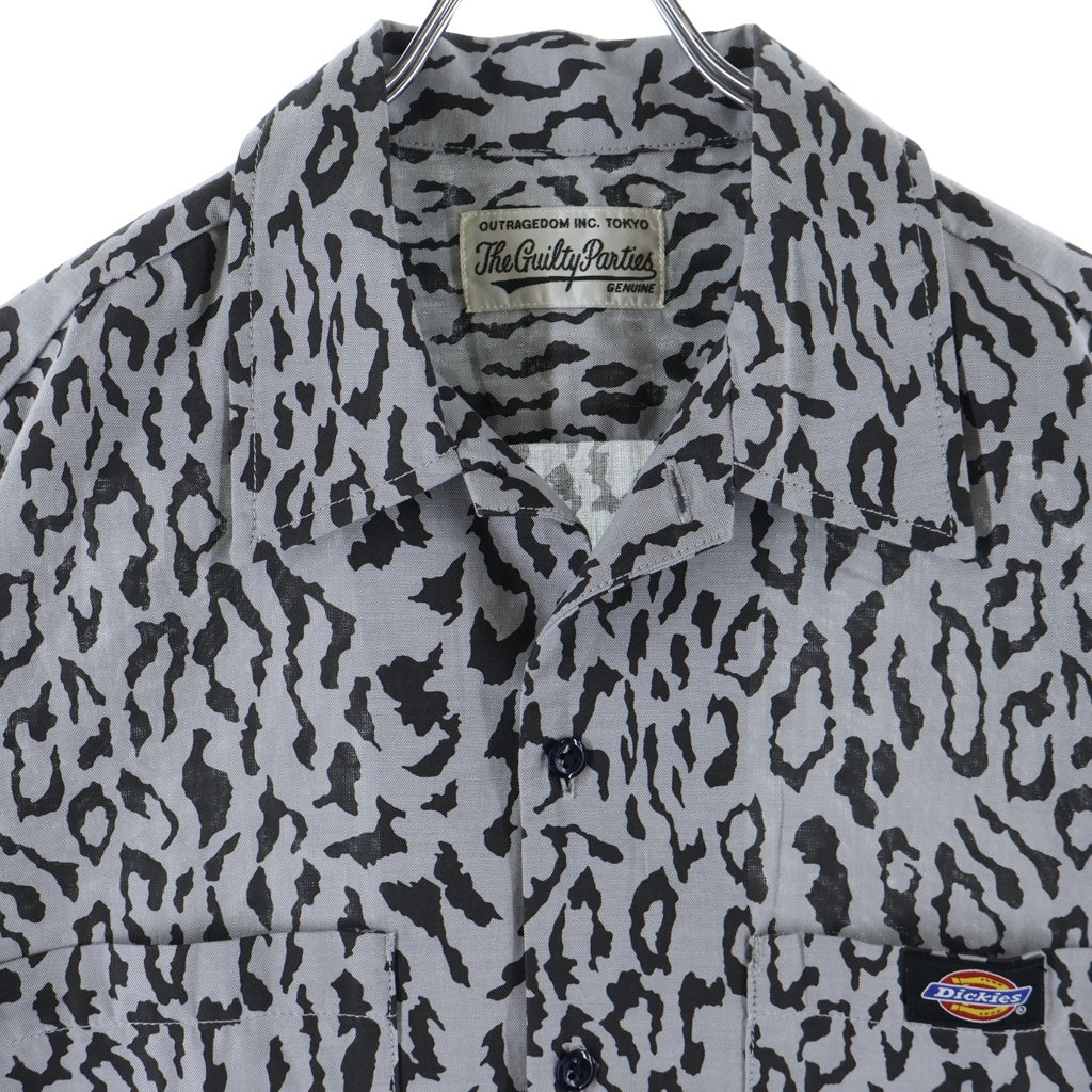 WACKO MARIA(ワコマリア) 23SS ×DICKIES WORK SHIRTS ディッキーズ レオパード 半袖ワークシャツ グレー DICKIES-WM-WR07