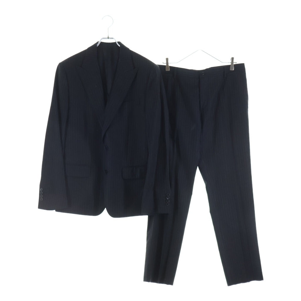 DOLCE & GABBANA(ドルチェアンドガッバーナ) ストライプ ウールテーラードジャケット スラックスパンツ セットアップスーツ ブラック