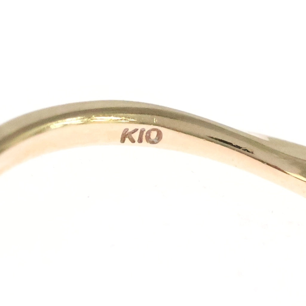 NO BRAND(ノーブランド) K10 5石 ウェーブ リング ゴールド レディース