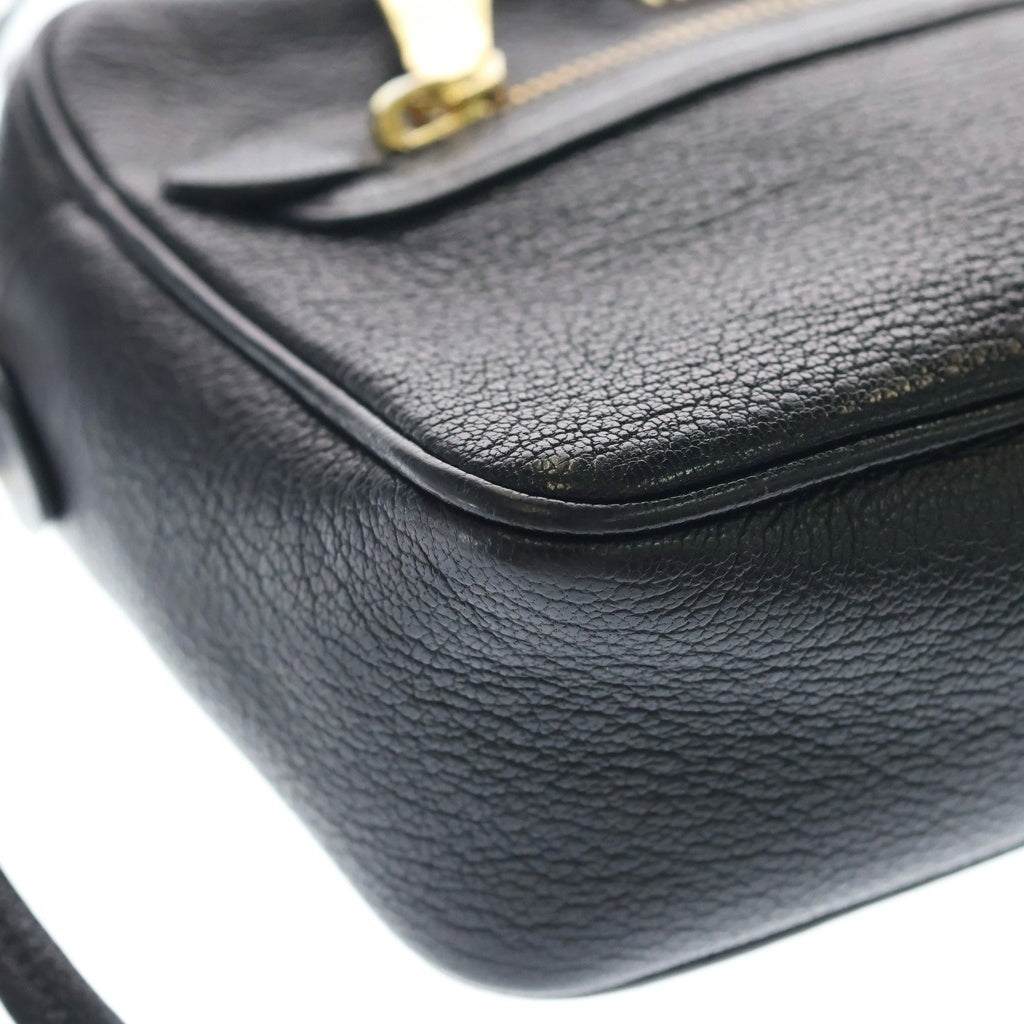 miumiu(ミュウミュウ) MADRAS マドラス レザー ゴールドロゴ ショルダーバッグ ブラック 5BH116 レディース