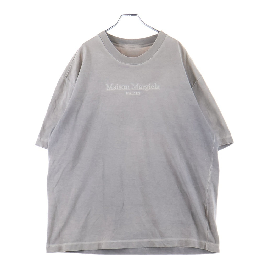 Maison Margiela(メゾンマルジェラ) Embroidered Logo Heavy T-Shirt フロントロゴエンブロイダリー ヘビー クルーネック半袖Tシャツ カットソー ライトグレー S50GC0626