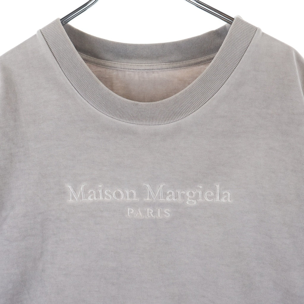 Maison Margiela(メゾンマルジェラ) Embroidered Logo Heavy T-Shirt フロントロゴエンブロイダリー ヘビー クルーネック半袖Tシャツ カットソー ライトグレー S50GC0626