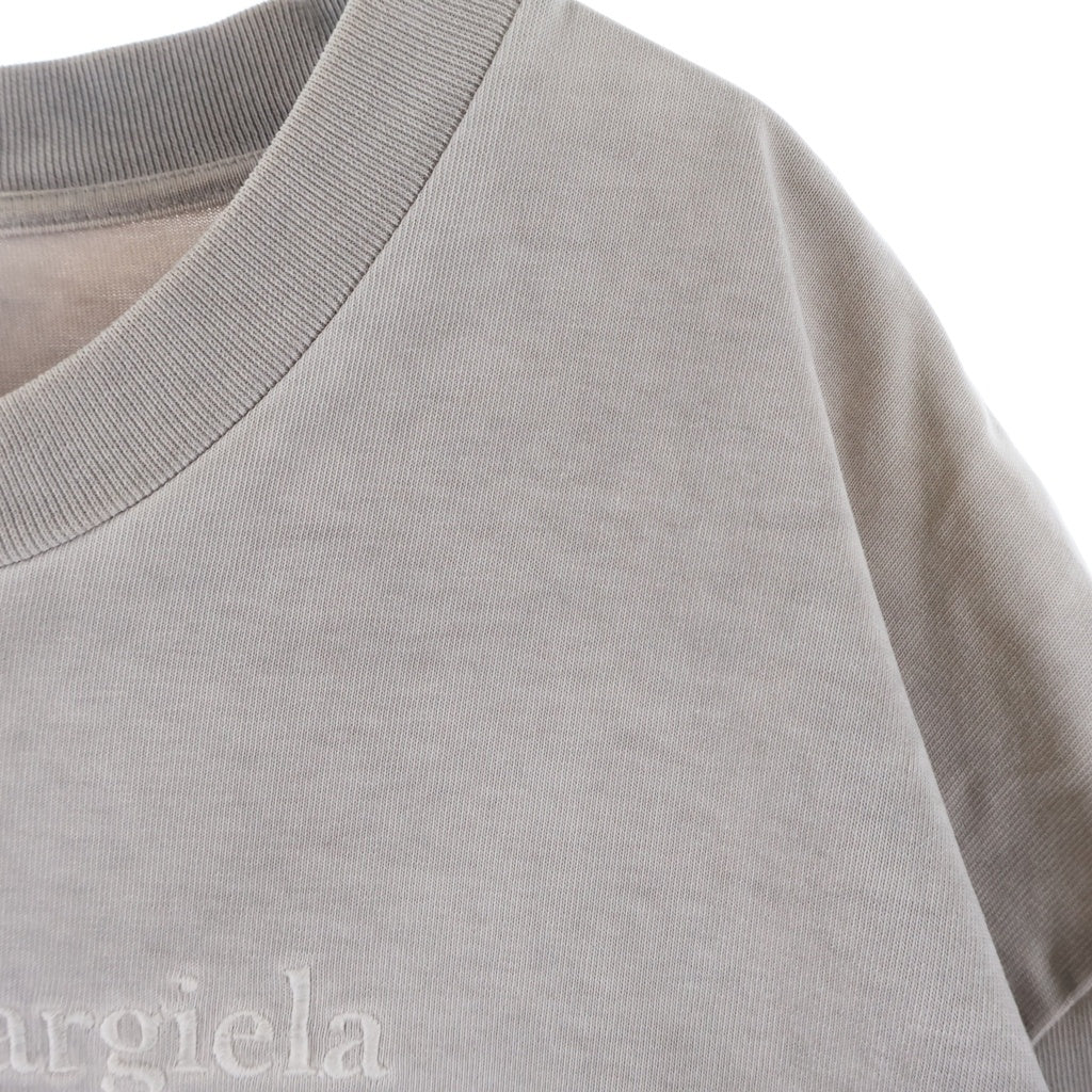 Maison Margiela(メゾンマルジェラ) Embroidered Logo Heavy T-Shirt フロントロゴエンブロイダリー ヘビー クルーネック半袖Tシャツ カットソー ライトグレー S50GC0626