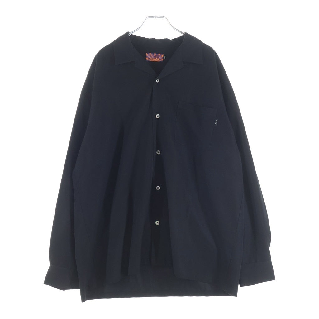 BUDSPOOL(バッズプール) 23AW LOGO L/S OPEN COLLAR SHIRT アフロディーテギャング ロゴ刺繍 長袖オープンカラーシャツ ブラック