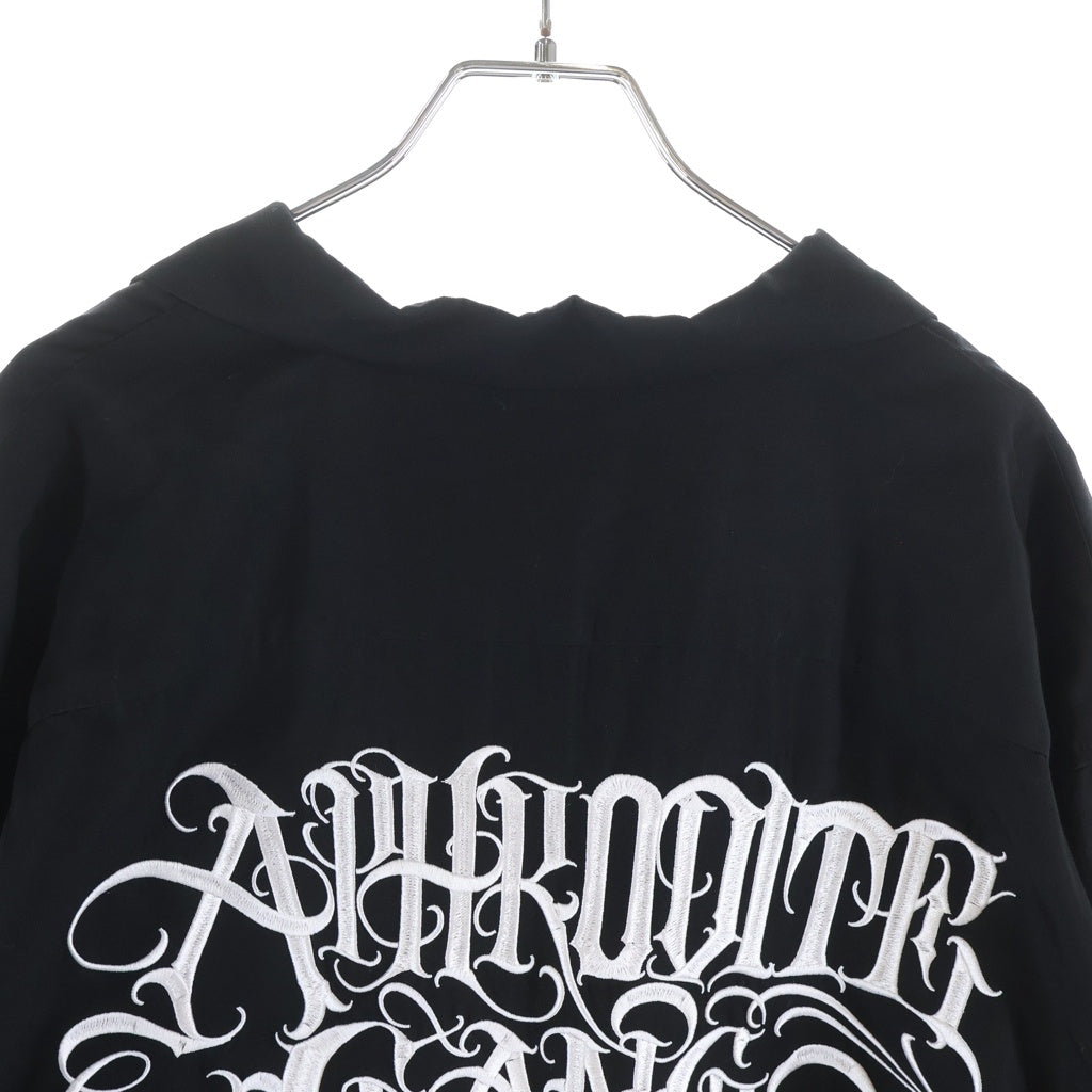 BUDSPOOL(バッズプール) 23AW LOGO L/S OPEN COLLAR SHIRT アフロディーテギャング ロゴ刺繍 長袖オープンカラーシャツ ブラック