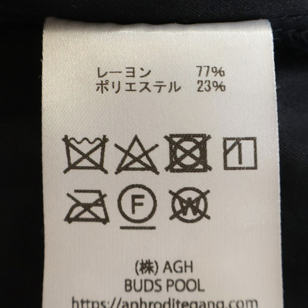 BUDSPOOL(バッズプール) 23AW LOGO L/S OPEN COLLAR SHIRT アフロディーテギャング ロゴ刺繍 長袖オープンカラーシャツ ブラック